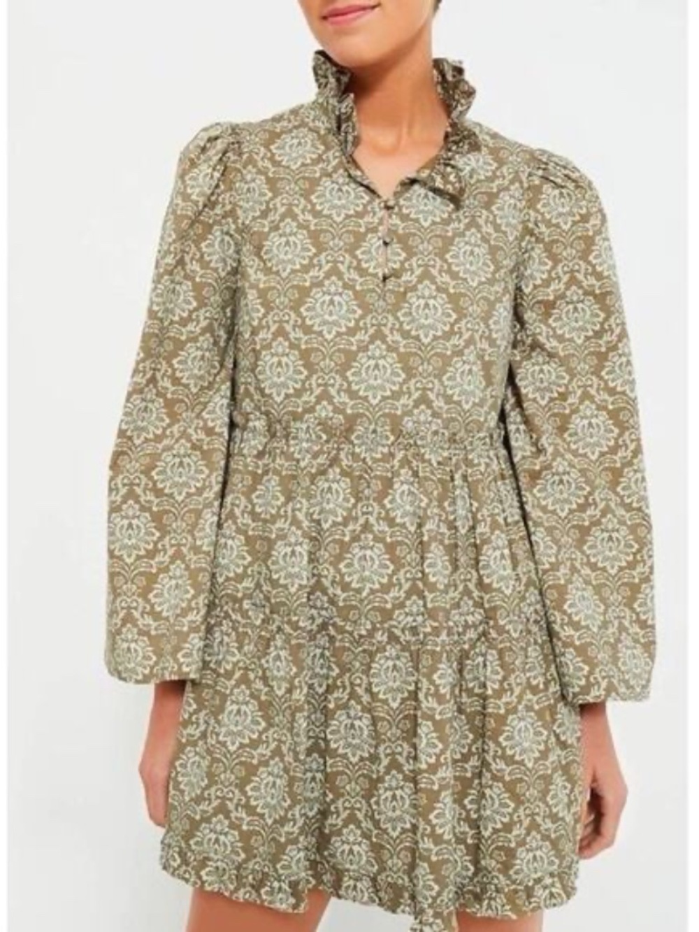Tuckernuck Hyacinth House Moss Printed Olive Russell Mini Dress Size XXS NWT
